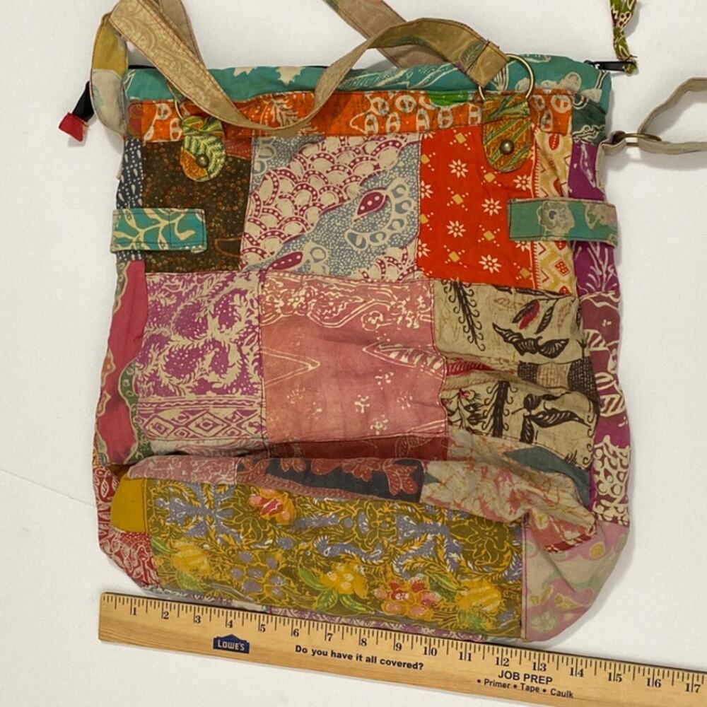 UNIQUE Patchwork Recycled Batik Ceremonial Hobo B… - image 7